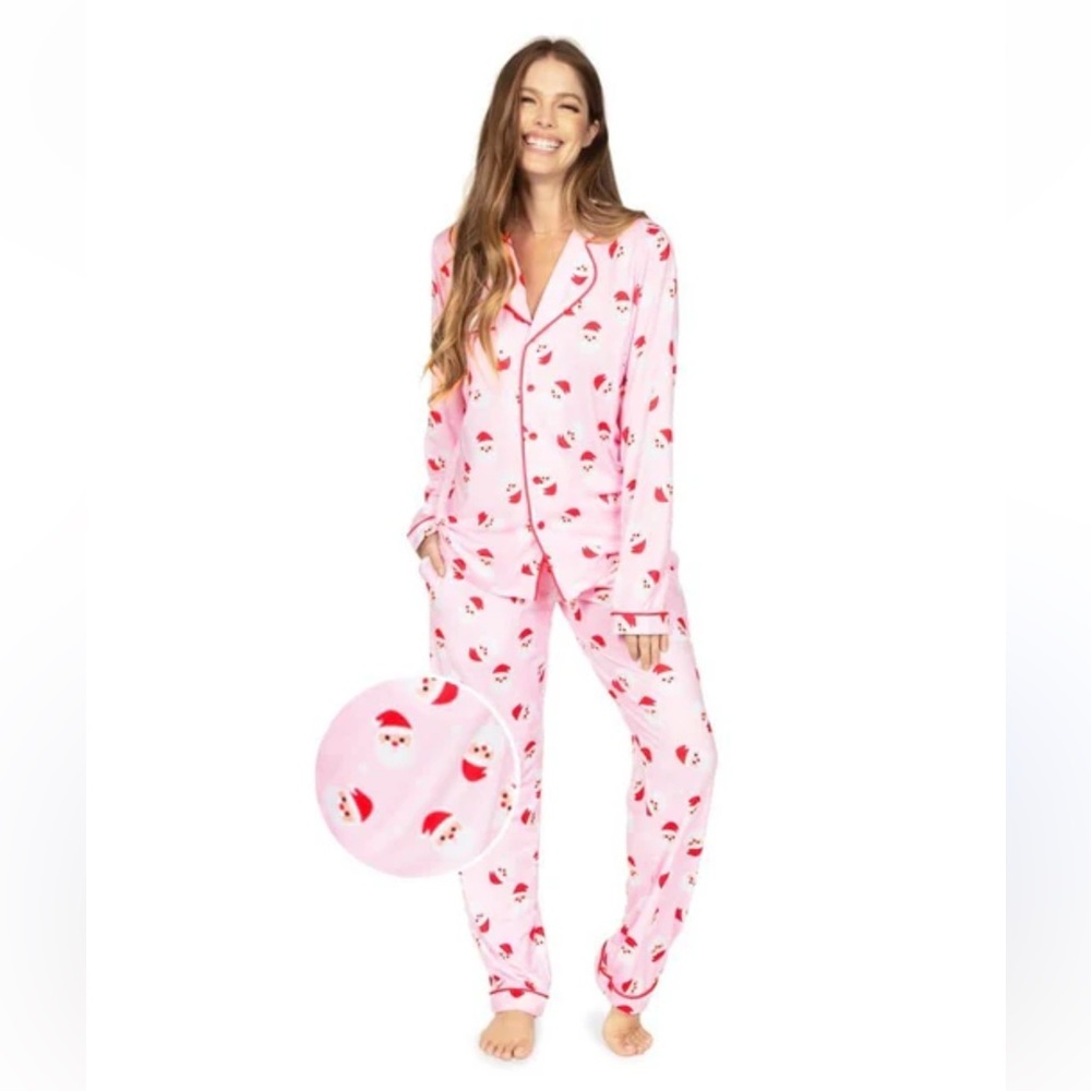 Typsy Elves women's pink Santa pajamas Christmas Small